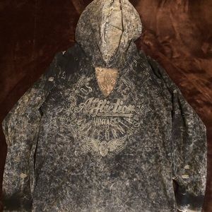 Darling Affliction Hoodie - highly distressed in the sleeves and shoulder.